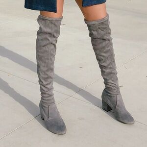 Faux Suede Knee High Boots